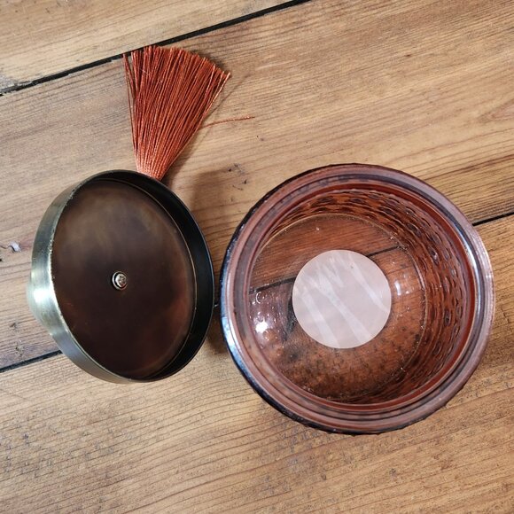 Decorative glass container with lid and tassel - Picture 4 of 4
